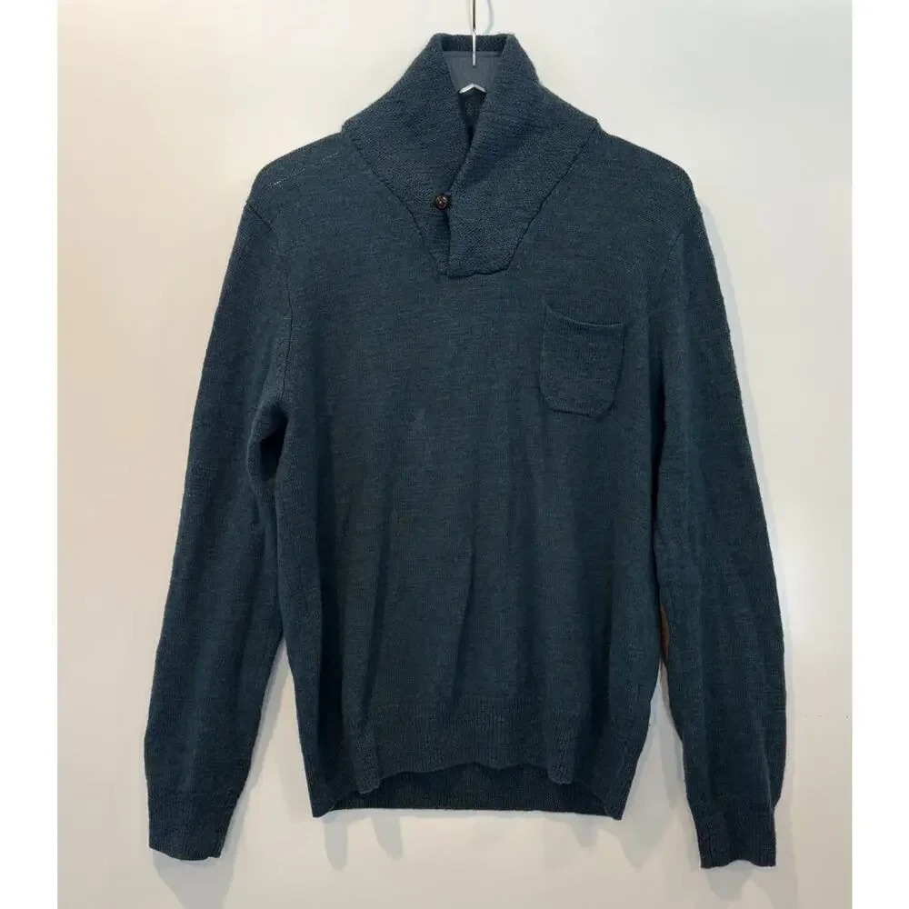 J. Crew Green Merino Wool Shawl Collar Sweater Mens Size‎ Large (1924)